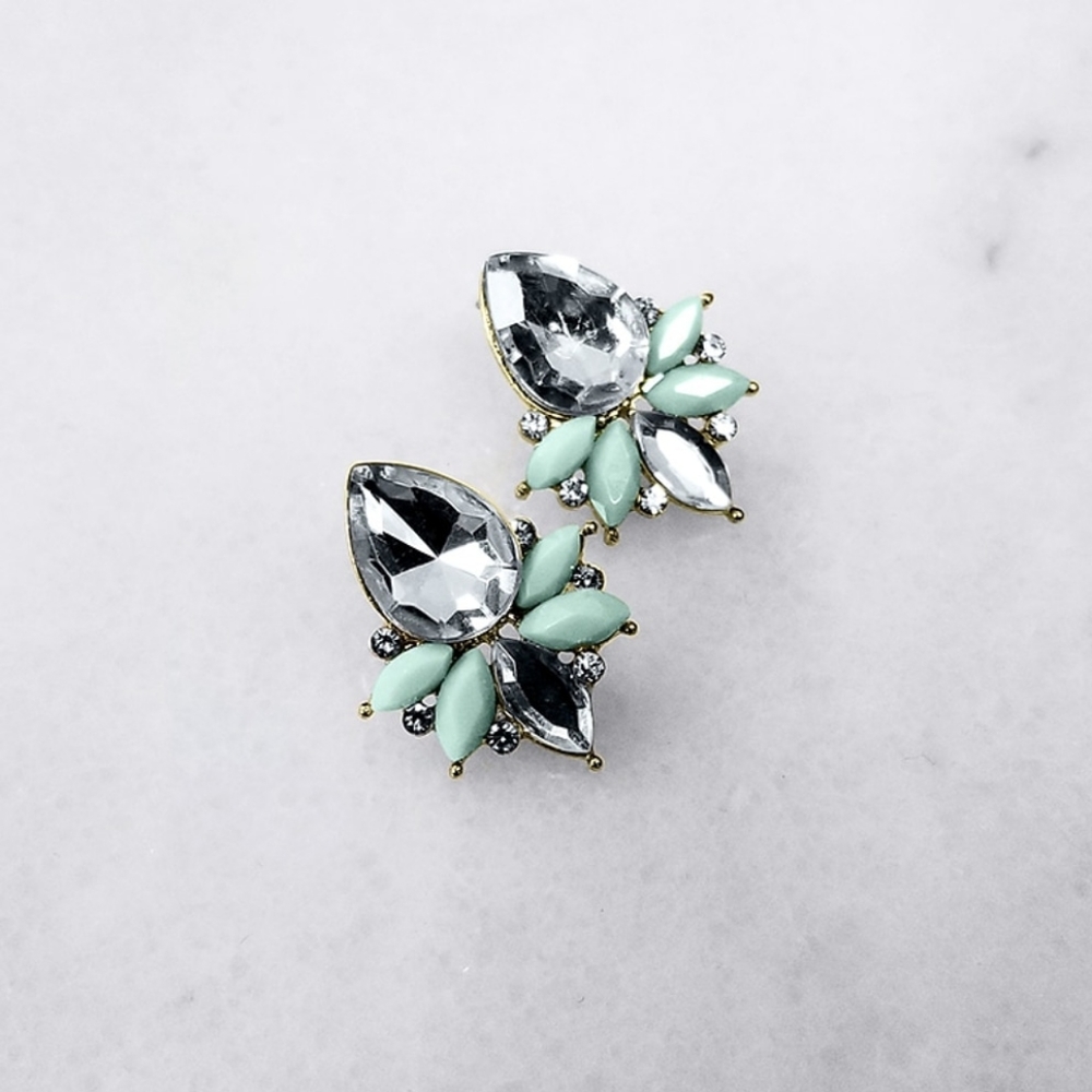 Mint Green Statement Stud Earrings